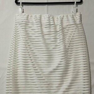 Fig & Blu White Sheer Stripe Pencil Skirt